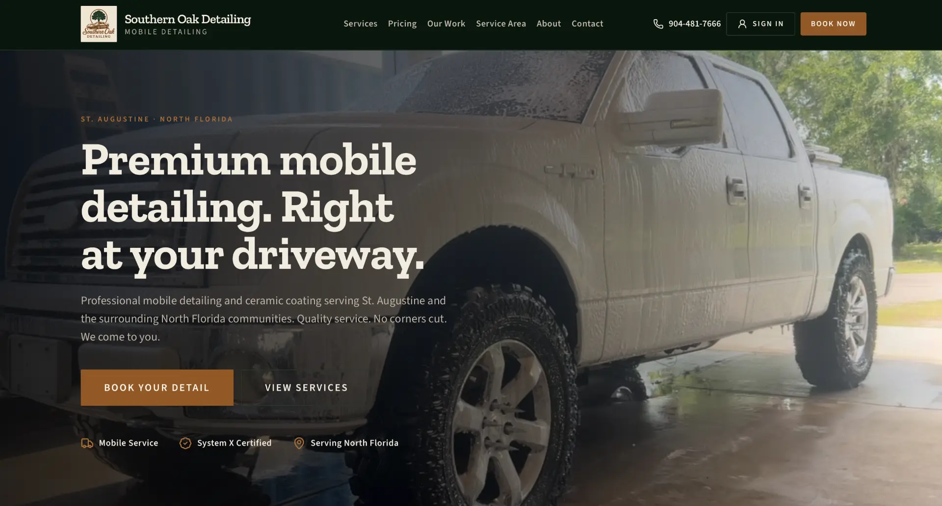 Southern Oak Detailing — St. Johns County — new website