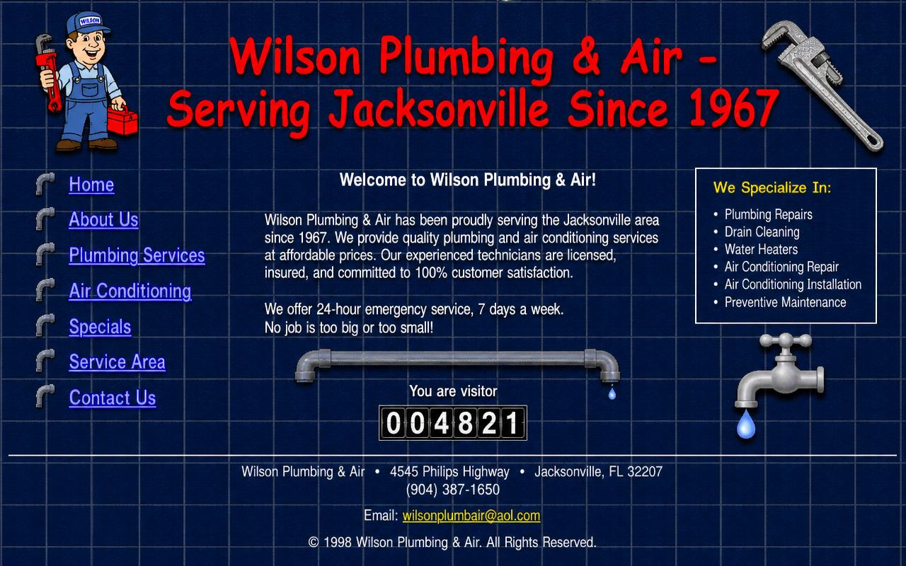 Wilson Plumbing & Air — Jacksonville — old website